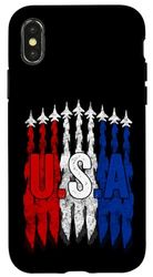 Carcasa para iPhone X/XS Patriotic USA Fighter Jet 4 de julio para hombres día conmemorativo