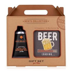 Accentra Set regalo MEN'S COLLECTION in confezione regalo in carta kraft con manico, con gel da bagno da 60 ml e gel doccia, 2 coperchi rettangolari, fragranza: betulla e cedro – marrone
