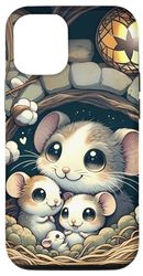 Custodia per iPhone 14 Pro Kawaii Mouse Family: Mother's Day Celebration