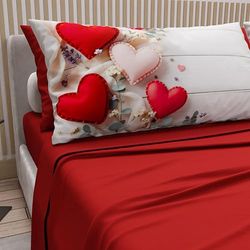 PETTI Artigiani Italiani - Katoenen beddengoed met kussenslopen met digitale print, eenpersoonsbed, beddengoedset Fantasia 344 rood, 100% Made in Italy