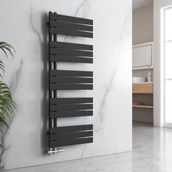 EMKE Badkamerradiator handdoekhouder 1599x500 mm, handdoekradiator zijaansluitingen platte handdoekverwarmer handdoekdroger radiator badkamer handdoekverwarming zwart 794W
