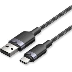 Cable USB-C a USB-A - cable trenzado de 1 m de longitud, color negro, compatible con dispositivos USB, ideal para carga y transferencia de datos.