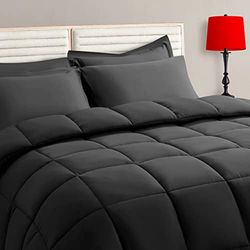 TAIMIT Juego de edredón tamaño matrimonial de 7 Piezas, Juego de Ropa de Cama en una Bolsa con edredón Reversible Suave, Acolchado, cálido y Esponjoso, sábana encimera, sábana Bajera, 2 Fundas de