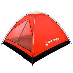 Wakeman 2 Persone, Facile da Montare, Ideale per Il Campeggio, Outdoors-Tenda a Cupola Impermeabile, Telo Antipioggia Rimovibile e Borsa per Il Trasporto, Colore Unisex, Rosso/Grigio