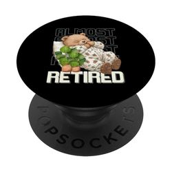 Oso casi jubilado con plantas y pijamas para ella PopSockets PopGrip Adhesivo