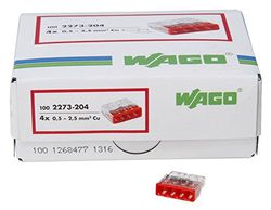 Kopp Wago Compact-aftakdoosklem 4-aderig 0, 5 - 2, 5 mm² Inhoud 100 stuks, transparant/rood, 33346422