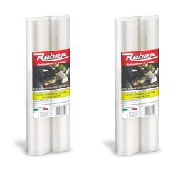 Reber Sacchetti Goffrati 6725A per sottovuoto, 30x600cm, filtro anti-UV, 2 rotoli, trasparente (Confezione da 2)