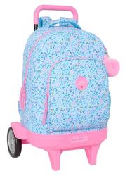 safta VMB PARAÍSO Grand Sac à Dos à roulettes Compact Amovible Idéal pour Enfants de Différents Âges, Confortable et Polyvalent, Qualité et Résistance, 33 x 22 x 45 cm, Bleu Clair /, Bleu Clair/Rose