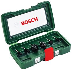 Bosch Conjunto de 6 brocas de metal duro (para madeira, Ø de haste de 6 mm, acessórios para fresadora)