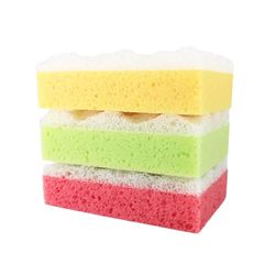 IDEA HOME Set 3 Spugne Massaggio SQUARE – Spugna Doccia Esfoliante a Doppio Strato per Corpo – Rettangolare, Colori Assortiti