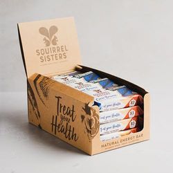 Squirrel Sisters Cacao Brownie Snack Bar, No Added Sugar, Vegan, Gluten-Free Nutrition Bars, Plant-based Snacks for Adults and Kids, Box of 16 x 40 grams