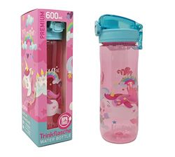 Lekvrije slanke waterfles drinkfles sportfles voor kinderen met fruitzeef, BPA-vrij, 600 ml voor school, speelplaats, sport outdoor (eenhoorn)