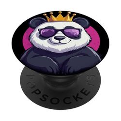 Disfraz de panda genial con gafas de sol y corona PopSockets PopGrip Adhesivo