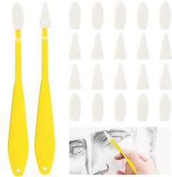 2 Pieces Painting Knives, 20 Pieces Interchangeable Sponge, Spatula Acrylic Painting Knife for Acrylic Paints, Kneading Eraser, Spatula Set, Palette Knife Set for Artists, Oil Painting, Acrylic