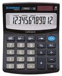 Calculadora de sobremesa DONAU Tech/K-DT4124-01 función raíz de 12 dígitos/ 125x100x27mm/ Color: Negro/calculadora con Display de 12 dígitos/ 5 años de garantía