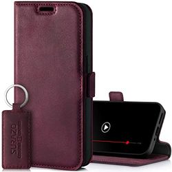 SURAZO Leren klaphoesje met magneetsluiting voor Samsung Galaxy A35, met kaartsleuf, RFID-bescherming, portemonneehoes (bordeauxrood)