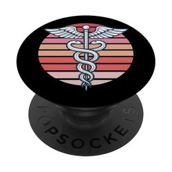 Símbolo Médico Caduceo, Enfermera Practicante Logotipo Caduceo PopSockets PopGrip Adhesivo