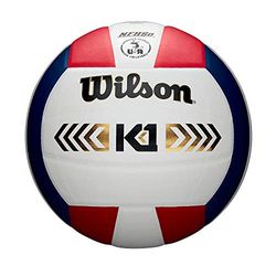Wilson, Palla da pallavolo, K1 Gold, Rosso/Bianco/Blu, Pelle, Indoor, Dimensioni ufficiali, WTH1895A1XB