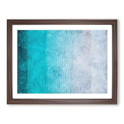 Treasure Island Beach In Fiji Painting Modern Art Framed Wall Art Print, Ready to Hang Picture for Living Room Bedroom Home Office Décor, Walnut A4 (34 x 25 cm)