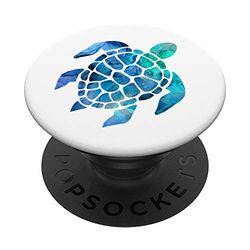 PopSockets Tartaruga Marina Blu e Verde Effetto Acquarello su Bianco PopGrip: Impugnatura per Telefoni Cellulari e Tablet Intercambiabile