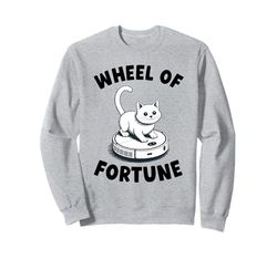 Wheel Of Fortune Cat On Robot Vacuum Cleaner Cat Sweatshirt