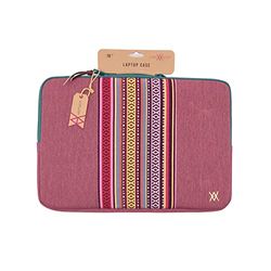 VAMVAM by Wondee Custodia per portatile fino a 16" Colore Ciliegia con striscia decorativa in tessuto di stile etnico colorati, imbottita e rinforzata con cerniera