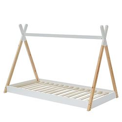 BAÏTA Montessori Tiny Tipi-bed voor kinderen, massief grenenhout, 90 x 190 cm, TINYTIPI natuur/wit