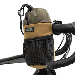 PACK2RIDE Bongo Torba na kierownicę rowerową, wodoodporna, trwała tkanina Cordura i duży uchwyt na butelkę z wodą, przedni schowek na rower, torba na macierzystych, do jazdy na rowerze (brązowy
