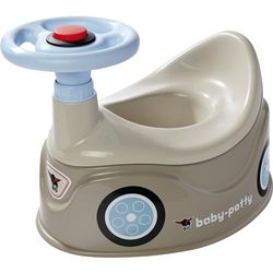 BIG Spielwarenfabrik 800054801 Baby Potty grijze leerpotje in Big-Bobby-Car design met afneembaar stuur en hoge rugleuning, uitneembaar inzetstuk, voor kinderen vanaf 18 maanden,grijs
