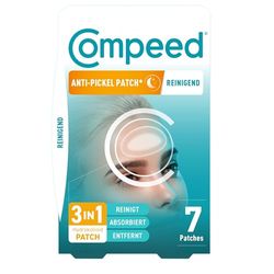 Compeed - Anti-pimples* Patch Cleansing - Cleans, Absorbs and Removes - Hydrocolloid Pimple Patch* - Ideal for use at night - For larger areas such as the T-Zone - 7 patches - 6.8 x 4.2 cm