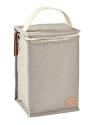 Béaba Isotherme Baby Voeding Pouch, Groot formaat fles opslag, Grote capaciteit, Draagt een complete maaltijd, Zacht materiaal, Opvouwbaar, Waterdichte stof, Parel grijs