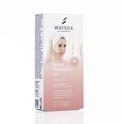 Waysilk | Strisce Depilatorie Viso e Collo, Con Acido Ialuronico, 20 Strisce + 4 Salviette Post Depilazione Con Aloe Vera