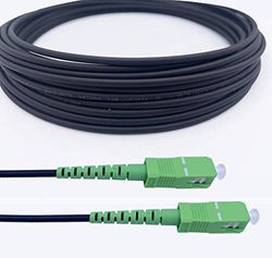 Elfcam - Cavo Fibra Ottica con Armatura in Acciaio Corrugato SC/APC per SC/APC Simplex Monomodale, Compatibile con TIM Fibra, Vodafone Fibra, Wind Fibra e Tre Fibra (20M)