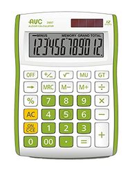 AVC Calcolatrice da Tavolo 12 Cifre, Formato 88x128x29 mm, Big Digit, Doppia Alimentazione, Colore Verde