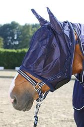 Pfiff 102144 Masque Anti-Mouches avec Oreilles, Protection Contre Les Insectes, Bleu, Poney