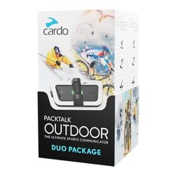 CARDO PACKTALK OUTDOOR Sistema di comunicazione per casco, ottimo per sci, snowboard e ciclismo (bianco, doppio)