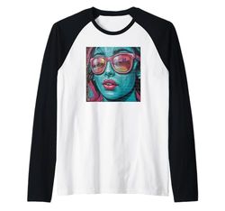 Urban Graffiti Gril Art Muro di mattoni Maglia con Maniche Raglan