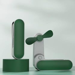 Rawrr Mini Fans USB, Handheld Fan Battery Operated Portable Fans Quiet Rechargeable Fan Small Desk Fan Foldable Pocket Fan (Green)