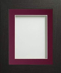 Frame Company Watson Black Picture Photo Frame fitted with Perspex, 7x5 inch with Plum Mount for image size 6x4 inch