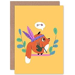 Wee Blue Coo Fox Bagpipes Native Greeting Card With Envelope Inside Premium Quality