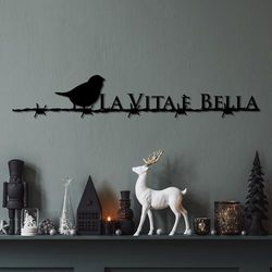 Accesorio de pared de metal decorativo negro elegante, 86 x 15 cm, 100% metal, 1,5 mm de grosor, diseño ligero y moderno para decoración del hogar