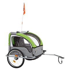 Fischer 86388 - Carretto portabambini per Bicicletta, Modello Komfort, con sospensioni Certificate TÜV/GS, Colore: Verde/Antracite