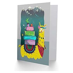 Wee Blue Coo Travelling Llama Sealed Greeting Card Plus Envelope Blank inside Voyage