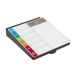 MessageStor - Lavagnetta in vetro, 25,4 x 31,8 cm, superficie magnetica cancellabile a secco, lavagna bianca da scrivania con spazio per accessori e caricatore per telefono integrato, calendario