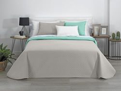 Estoralis | AVA | Vändbar boutí-täcke | för alla årstider | Färg – beige/turkos | för 80/90 cm. Säng (180 x 270 cm. Ancho x Alto) | påslakan med quiltat
