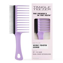 Tangle Teezer Pettine a Denti Larghi - per ricci e afro 3C-4C - Denti lunghi districano anti rottura, corti e flessibili rimuovono i capelli caduti - Definisce i ricci - Lilla e Nero