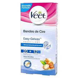 VEET EASY GEL - 32 Bandes De Cire Froide Coffret Jambes, Maillot & Aisselles - Sans Frotter - Epilation Longue Durée