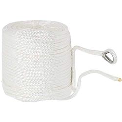 NovelBee Filo di ancoraggio in nylon a doppia treccia da 0,9 cm x 50,9 m, con ditale in acciaio inox (bianco)