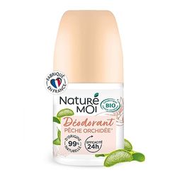 Naturé Moi - Roll-on deodorant - effektivitet 24 timmar - kvinnodeodorant med ekologisk Aloe Vera och Magnesium - Persikorkidé parfym - 99% naturligt ursprung - 50 ml - tillverkad i Frankrike