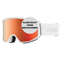 Atomic Four Q, Maschera da Sci all-Mountain, per giornate Soleggiate, con 2 Lenti incl, Sistema Quick Click Unisex-Adult, Bianco/Rosso Stereo, Large Fit